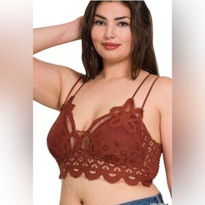 ZENANA Lace Bralette in Rust 2X